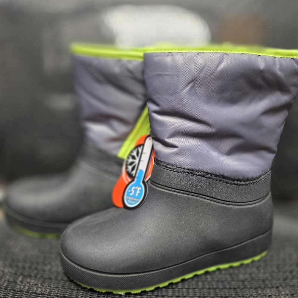 Wonderkids Gray and Neon Green Kids Boots